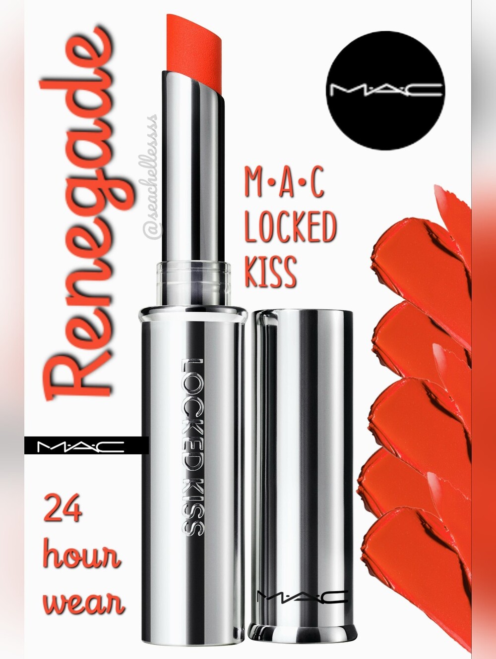 Mac Locked Kiss 24-Hour Lipstick Renegade Orange Brand New in Box Full Size